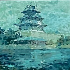 Vintage IMPRESSIONIST Tempera PAINTING / Chinese Pagoda By LEE CHANG / 4.5 x 6in